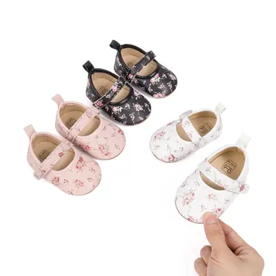 Amazon New Baby Shoes Printed Pattern Princess Shoes Velcro Anti-Slip Rubber Sole Toddler Shoes Baby Shoes