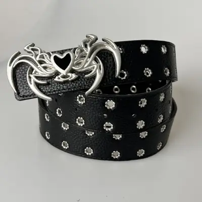 Black Special Shape Buckle Belt for Men Women