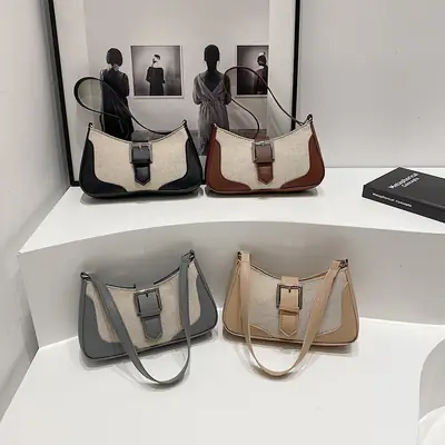 2024 Winter Shoulder Crossbody Bag Grey Beige Embroidered