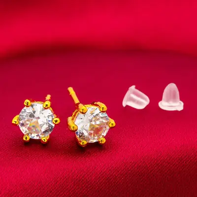 Vietnam Shajin Drill Ear Stud White Synthetic Glass