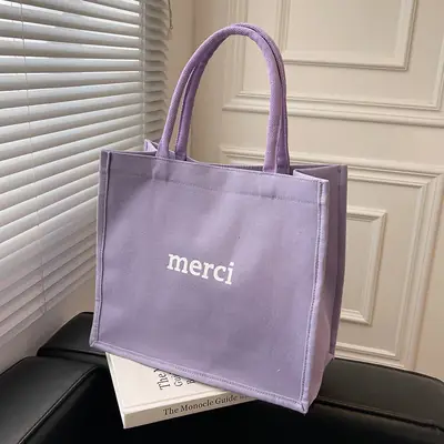 Women Canvas Tote Bag Pink Large Capacity 2024