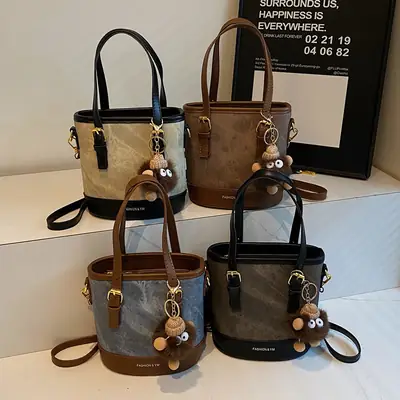 Crossbody Bag for Women with Pom Pom Decor
