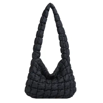 Black Cloud Pleated Shoulder Bag for Women