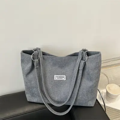 Atmospheric Fashion Corduroy Shoulder Tote Brown 2024 Winter