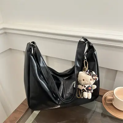 Black Large Capacity Women's Shoulder Crossbody Bag