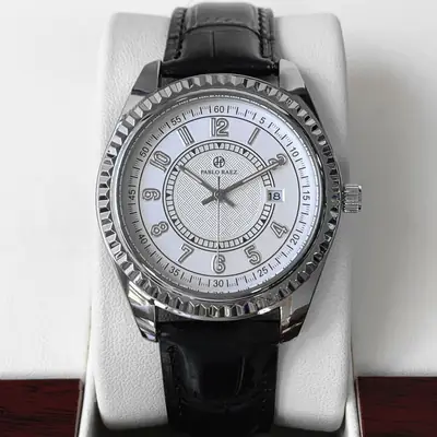 Men's Luminous Quartz Watch with Black Leather Band