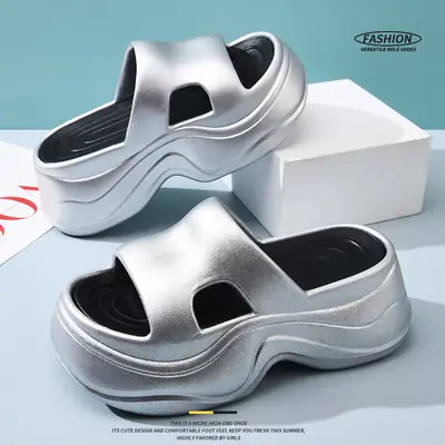 Women's Silver EVA Slippers Breathable Non-Slip