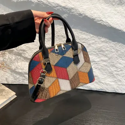 Women's 2024 Texture Crossbody Bag Multi Color Stitched