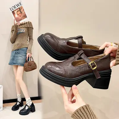 Mary Jane Small Leather Shoes Women's 2024 New Autumn French Japanese Jk Uniform Shoes Student British Style High Heeled Shoes