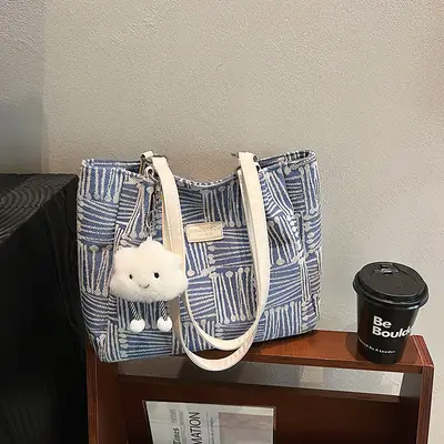 Women's Striped College Bag Winter Large Capacity