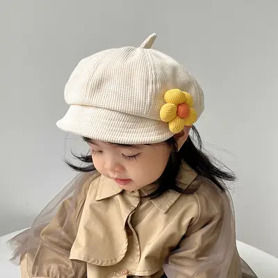 Black Cotton Flower Girl Hat for Girls Winter