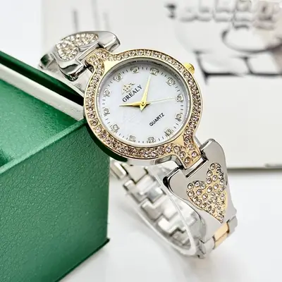 Women's Heart-Shaped Diamond Watch with Pearl Dial