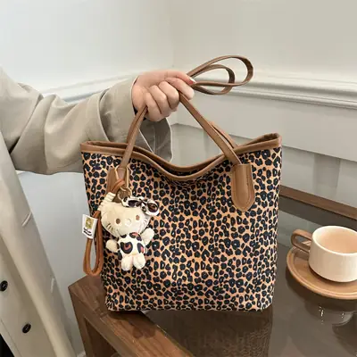 Leopard Print Women's Shoulder Bag 2024 Autumn Large Capacity