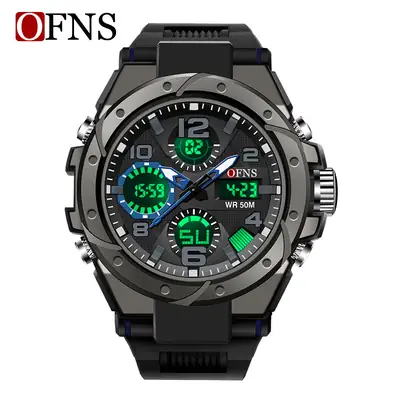 OFNS Black Dual Display Sports Watch for Men