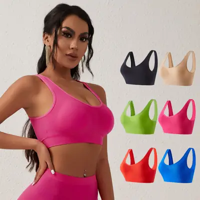 No Steel Ring Cross-border plus size Shockproof Fitness Vest Bra Large Chest Shock Absorbing Gathering Beautiful Back Solid Color Underwear for Women