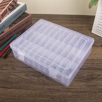 Clear Plastic 30-Grid Nail Art Storage Box for Beads