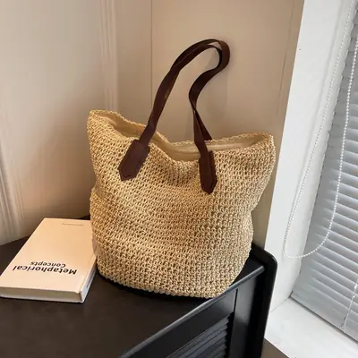 Women's Handwoven Straw Tote Bag Large Capacity