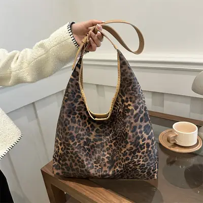 Leopard Print Large Underarm Bag for Women 2026