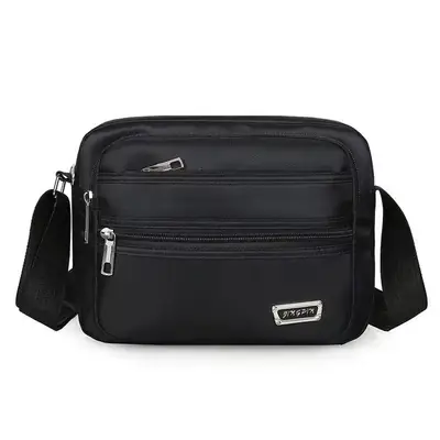 Men's Black Multi-Layer Shoulder Bag 2026