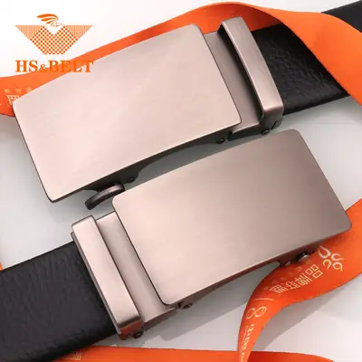 Men's Leather Belt with Brushed Buckle Black