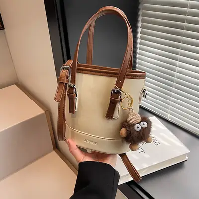 Vintage Textured Bucket Bag Women's Shoulder Crossbody 2024