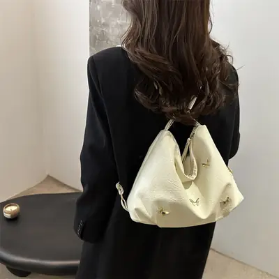 Black Butterfly Embroidered Tote Bag for Women