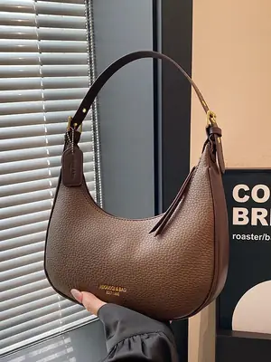 Women's Retro Textured Shoulder Bag Brown 2024