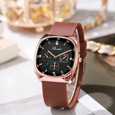 Rose Gold Multi Function Ladies Watch Green Strap