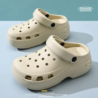 Hole Shoes Increased Thick-soled Women's Non-slip Breathable Slippers for Outer Wear Beach Summer Baotou Wear-resistant Non-dirty Sandals