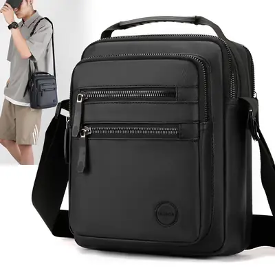 Men's Waterproof Crossbody Bag Grey Oxford Cloth Travel Sports