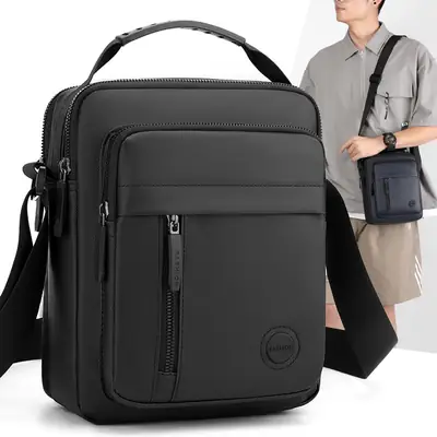 Men's Black Waterproof Crossbody Shoulder Bag