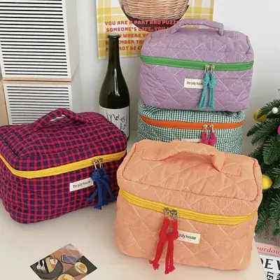 Women's Plaid Cosmetic Bag Large Capacity Travel Bag