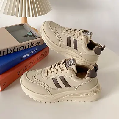 Women's Thick White Casual Shoes 2025 Spring Autumn