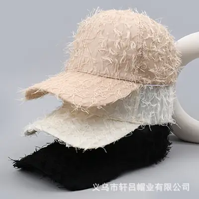 Winter Fleece Baseball Cap Men Women Black Tassel 29cm