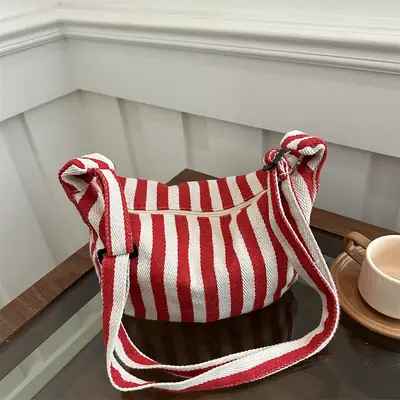 Striped Shoulder Bag for Women 2024 Winter New