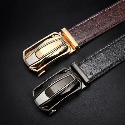 Men's Black Leather Belt with Silver Buckle Wholesale