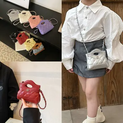 Red Quilted Rhombus Shoulder Bag for Girls