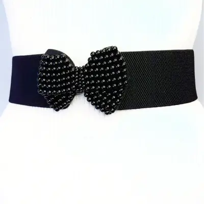 Black Pearl Bow Belt for Women