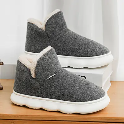 Cotton Shoes Men's Winter fleece-lined Thickened Warm Indoor and Outdoor Snow Boots Outdoor Cold-proof Thick-soled Maomao Bread Shoes