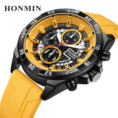 HONMIN Men's Multifunctional Luminous Watch Yellow Black