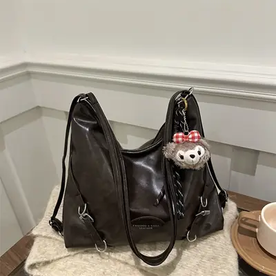 Women's Retro Fashion Shoulder Bag with Cute Charm