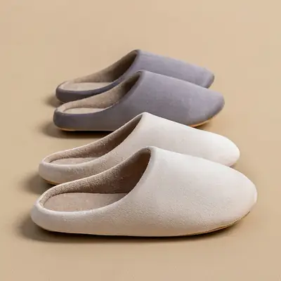 Cotton Slippers for Indoor Home Use in Winter, Soft-Soled, Silent, Women's Autumn Warm Non-Slip Plush Home Cotton Slippers for Men