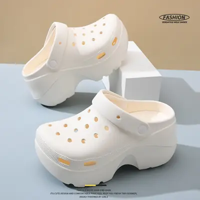Women's White Croc Slippers Breathable Beach Wear