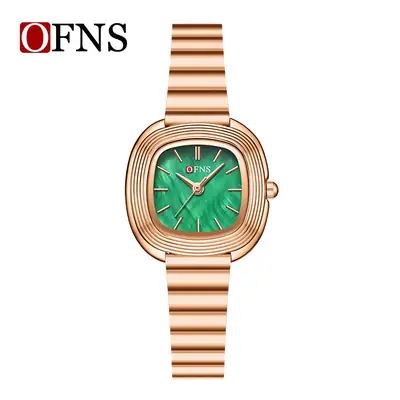 O'FNS Brown Leather Watch with Rose Gold Dial