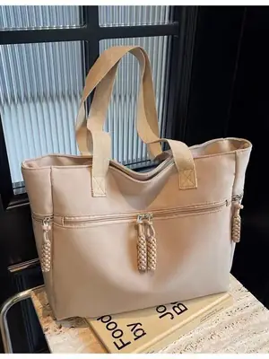 Women's Casual Nylon Shoulder Tote Bag Beige 2024