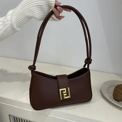 Women's 2024 Winter Shoulder Bag Beige Gold Clasp