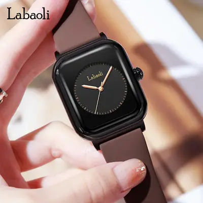 Lapaoli Square Watch Black Silicone Waterproof Women's Quartz