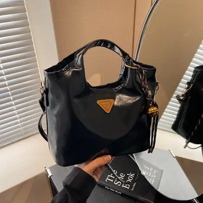 Retro Brown Bucket Bag with Gold Plated Logo