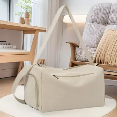 Women's Beige Lightweight Travel Bag with Adjustable Strap