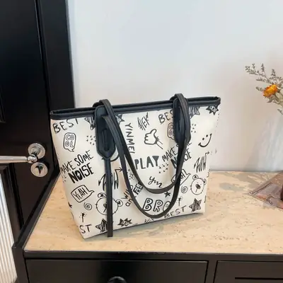 Women's Large Capacity Graffiti Print Tote Bag